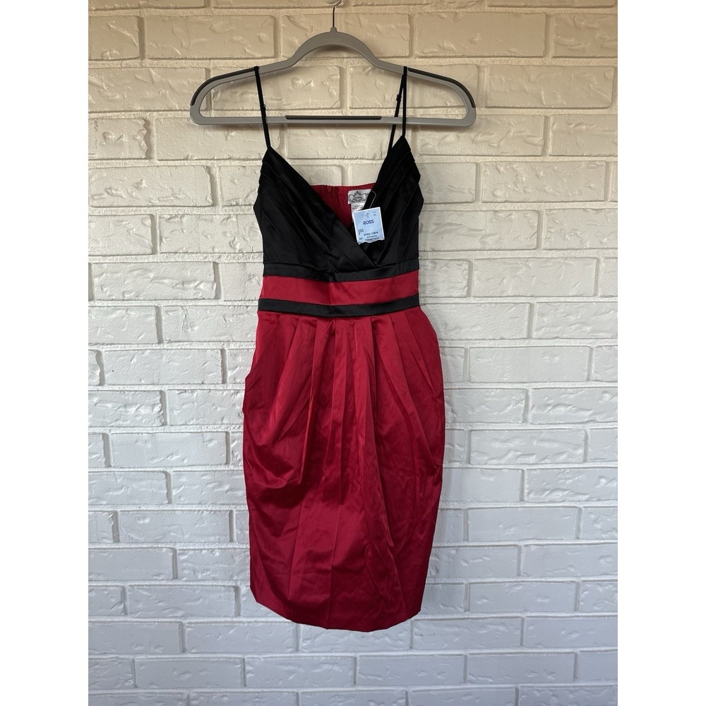 Trixxi Red & Black Satin Y2K Cocktail Dress Juniors Size 9